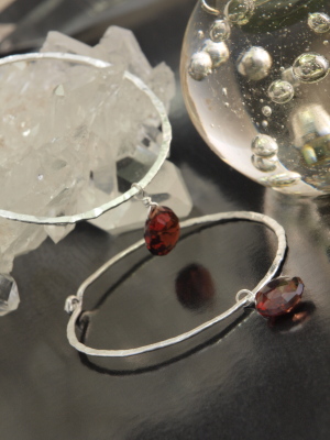 Hammered Sterling Silver with Garnet Earrings